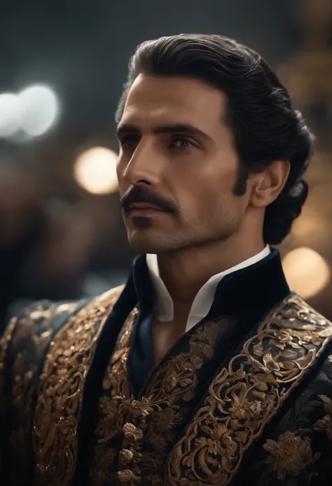 a realistic photo of a elegant man, 40 years, dark eyes, black hair, intricate details, 8k post production, high resolution, hyperdetailed, trending on artstation, sharp focus, studio photo, intricate details, highly detailed