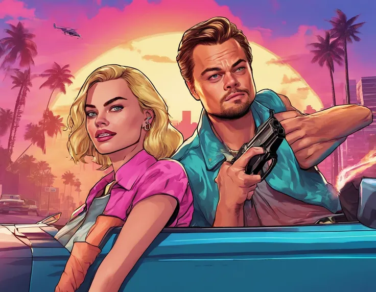 Margot Robbie and Leonardo Dicaprio in GTA loading screen