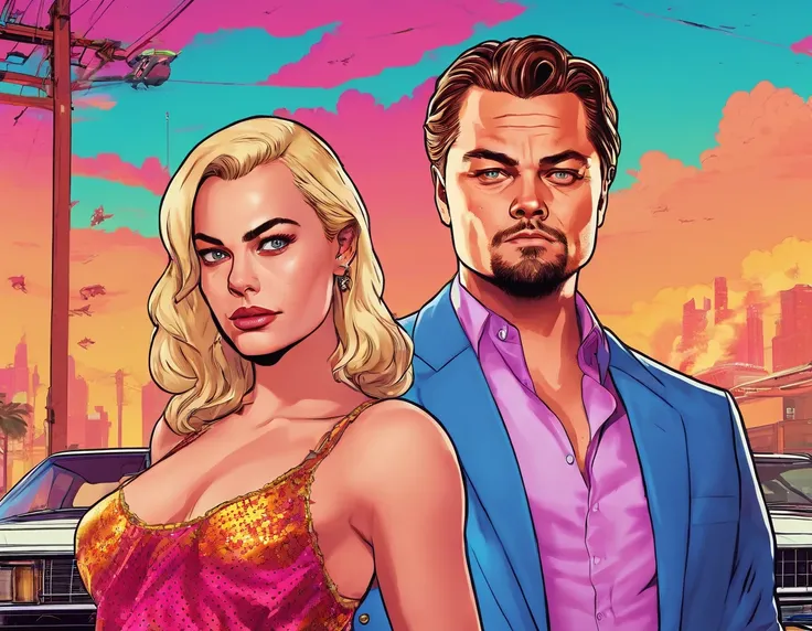 Margot Robbie and Leonardo Dicaprio in GTA loading screen