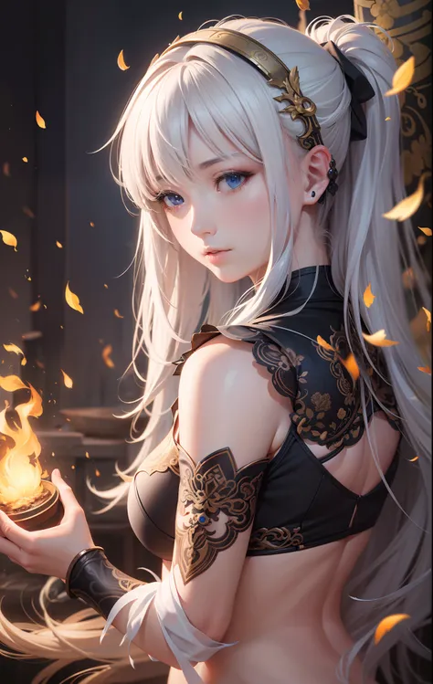 (RAW photo, best quality), (realistic, photo-realistic:1.3), best quality, highly detailed, masterpiece, ultra-detailed, illustration, 1girl, upper_body, dynamic angle, world mastery theater, messy_long_hair,best quality, extremely detailed CG unity 8k壁纸，i...