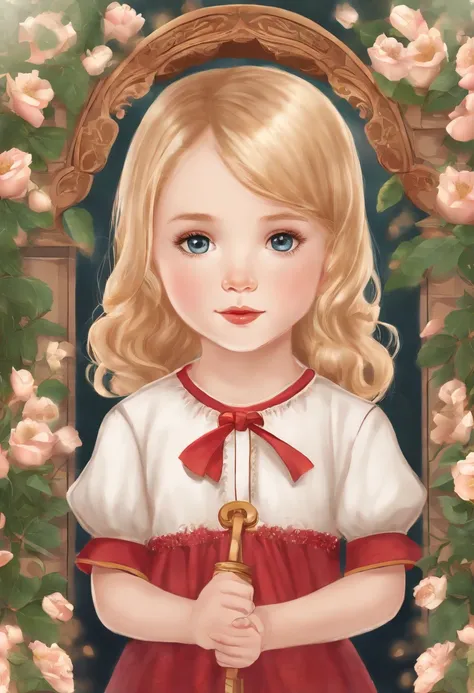 Drawing on Aya Nakamura in anime style is a 5-year-old child, Amazing and exotic kids. She has long blonde hair，Gentle waves fall to the waist, It stands out under her pale skin. His eyes are a rich red, Like a bright ruby, And with mysterious eyes.