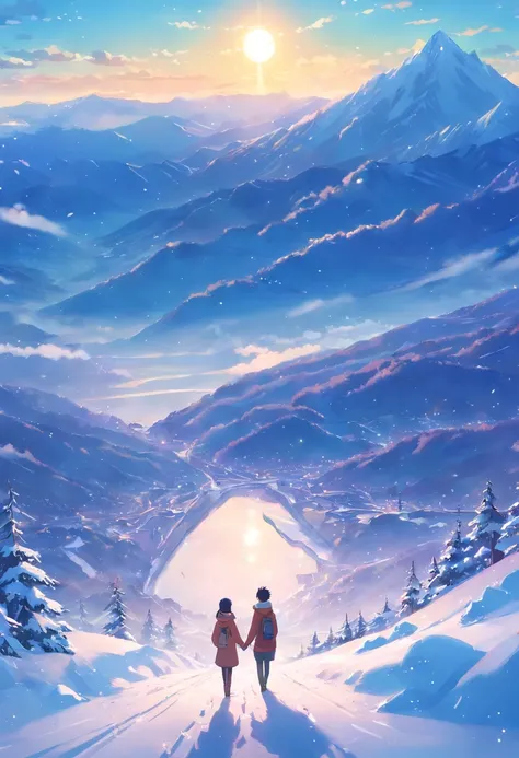 (((masterpiece))),best quality, snow mountain, scenery, sky, outdoors,