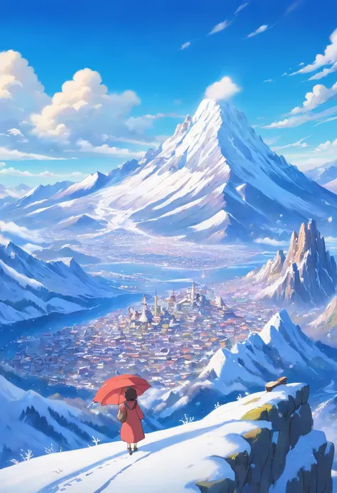 (((masterpiece))),best quality, snow mountain, scenery, sky, outdoors,