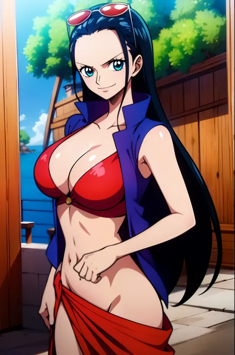 robin de one piece, sexy pose, what if , elly, red sari, 8k, anime, shore, big boob, large ass, looks sexy perfect quality eyes ...