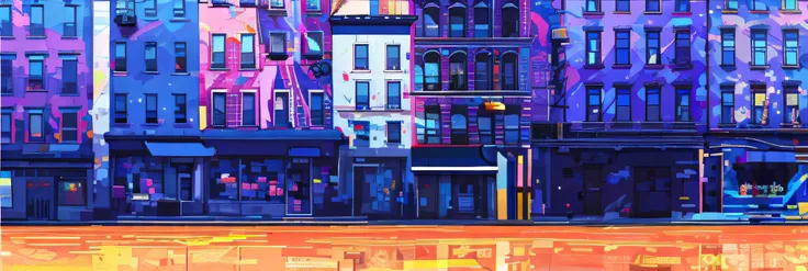 colorful street in vector style, high saturation