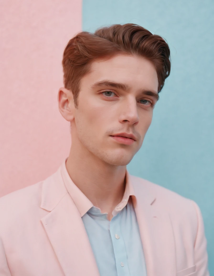 Man, neopop, pastel colors, by jimmy marble, portrait (medium shot)