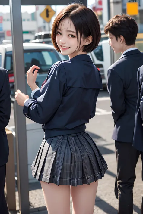 Pubic hair grows、Smile full of happiness、((:1.3))、、、Panting face、Lacking、After being attacked、school girl outfit(Plaid miniskirt)、a sailor suit、Sweating、Expression in a state of excitement、short-hair、eye glass、((Grabbed from behind:1.1))