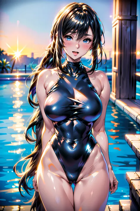 (1girl:1.3, solo), (bikini model), (upper body:1.3), (standing at pool arena, photo session:1.3, under water:1.3), (((starring at the viewer:1.5))), (arms behind back:1.3), (random posing:1.3), BREAK, 1girl, solo, milf, European girl, hot model, (attractiv...