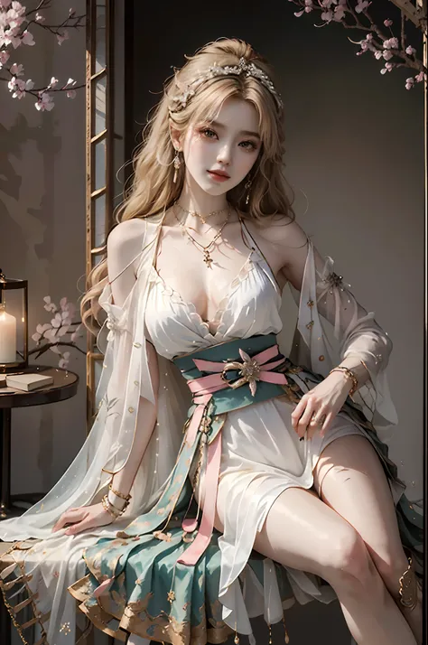 ((upper body)), ((realistic)), ((from side)), (Close up), 1 Asian female model, A young girl, the night, starrysky, (In the gazebo, Sit Pose, Cross ed leg, leaning against pillars), pretty pose, Eye-catching poses, Detailed scenes, Coiled hair, (Hairpins, ...