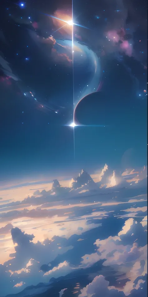 Anime anime wallpapers with views of the sky and stars, cosmic sky. by makoto shinkai, inspired by jessica rossier, planets in the sky, heaven planet in background, amazing wallpapers, grand background, planets and stars, Space sky, Beautiful space, endles...