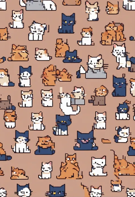 Pixel Art Cat. Cats. 3D pixel art 4K wallpaper. Incredible pixel art details. Pixel art. steam wave. Detailed Unreal Engine pixel art