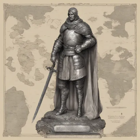 bust of a man with a sword, highly detailed character, high detail iconic character, fantasy assassin, male medieval assassin, holds a sword, bust portrait of an assassin, resin statue, medieval fantasy game art