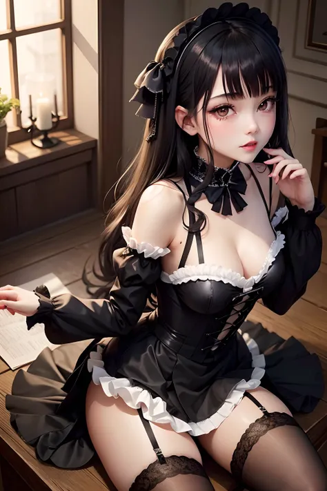 maid clothes、Black Straight Hair、masturbation、A sexy、Glamour、perspiring、Gothic lolita、A slight smil、A sexy、Ordinary mesh、a blond、独奏、glamorous、perspiring、splash water、Light、playing piano、gotik、tears、wretched、17 age、Black Knee High Socks、garters、panthyhose、