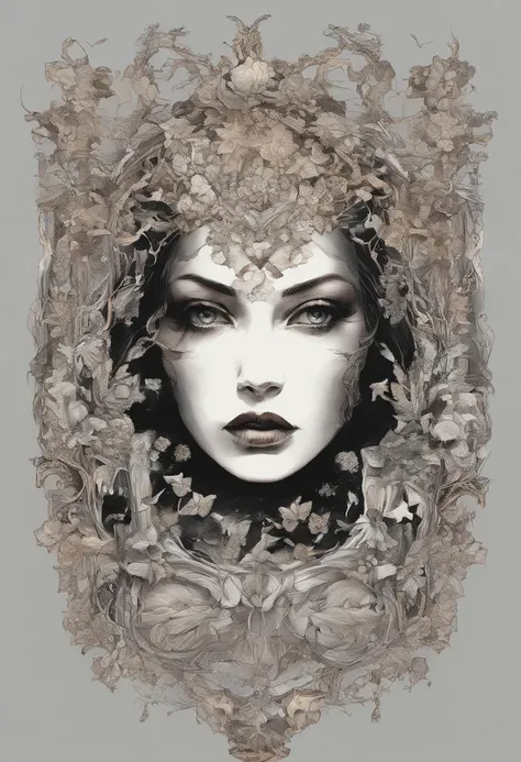 There is ugliness in beauty, But there is also beauty in ugliness. In the style of Adrian Ghenie, Esao Andrews, Jenny Saville, Edward Hopper, surrealism, Dark Art par James Jean, Takato Yamamoto, Minimalisme inkpunk. Dans le style Tim Burton. Gothic.