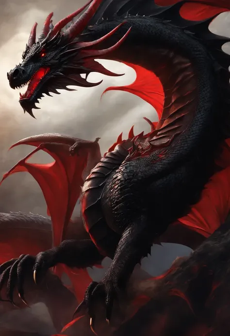 Black dragon with red details ::n...anime