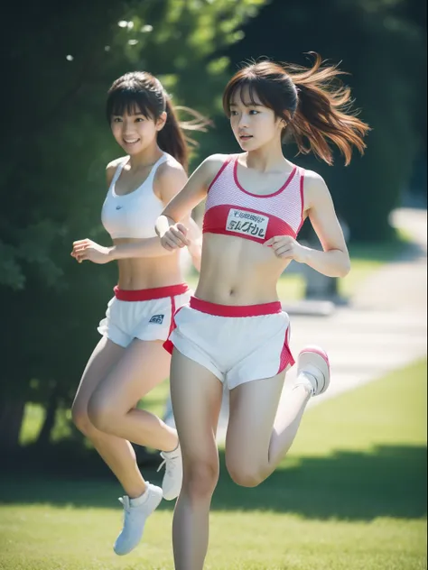 japanese cute ladies jumping,enter the whole body,RAW photo,womens athletics short pants wear,best quality,realistic, photo-realistic, best quality ,masterpiece,an extremely delicate and beautiful, extremely detailed,2k wallpaper, Amazing, finely detail, 8...