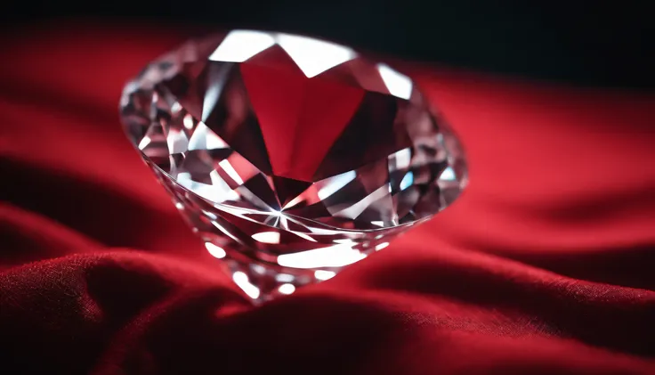 Diamond on red fabric coarsely