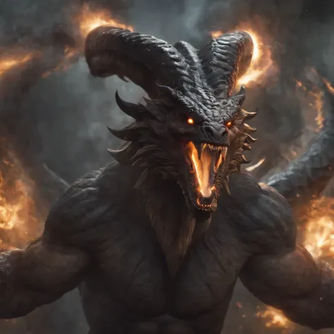 best quality,ultra-detailed,realistic,creature,apophis theme,dark shadows,fierce gaze,giant serpent,fangs,twisted body,scales of chaos,glowing eyes,majestic pose,demonic presence,mysterious atmosphere,surrounded by flames,ominous presence,cosmic powers,unl...