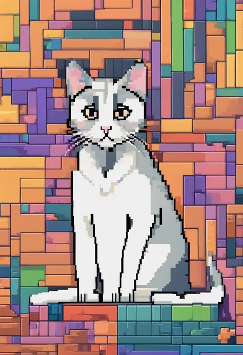 Pixel Art Cat. Cats. 3D pixel art 4K wallpaper. Incredible pixel art details. Pixel art. steam wave. Detailed Unreal Engine pixel art