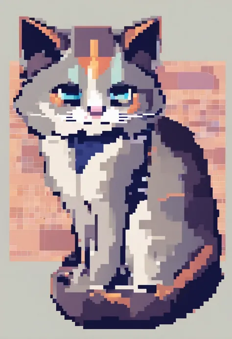 Pixel Art Cat. Cats. 3D pixel art 4K wallpaper. Incredible pixel art details. Pixel art. steam wave. Detailed Unreal Engine pixel art