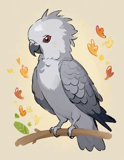 I would like to create the following animal in the sowsow pokemon art style, The African Grey Parrot, known scientifically as Psittacus erithacus, is a remarkable and highly intelligent avian species that captivates bird enthusiasts worldwide. These parrot...