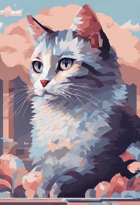 Pixel Art Cat. Cats. 3D pixel art 4K wallpaper. Incredible pixel art details. Pixel art. steam wave. Detailed Unreal Engine pixel art