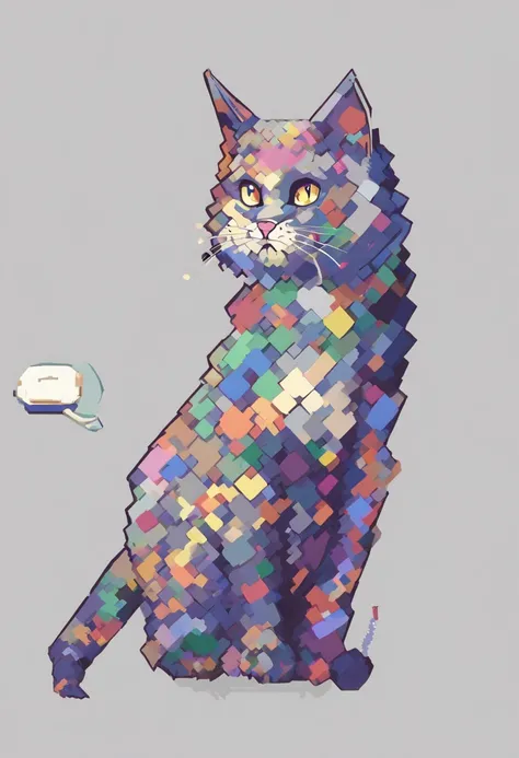 Pixel Art Cat. Cats. 3D pixel art 4K wallpaper. Incredible pixel art details. Pixel art. steam wave. Detailed Unreal Engine pixel art