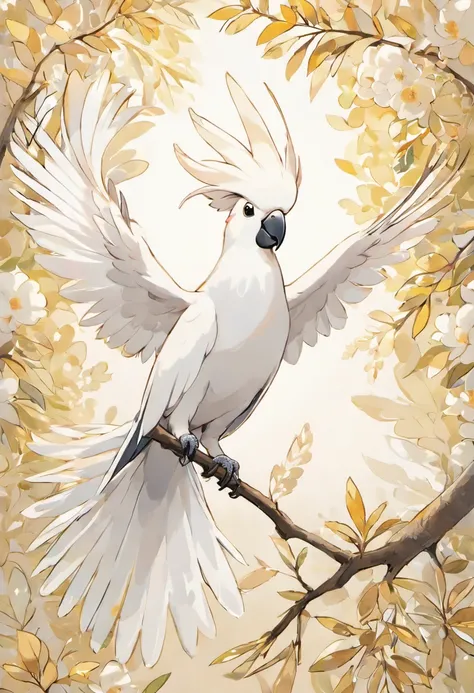 In this exquisite illustration, a Cockatoo takes center stage, its majestic presence emanating an air of regal elegance. The Cockatoos wings are gracefully folded, creating a serene and composed tableau that allows its distinctive features to shine.

Set a...