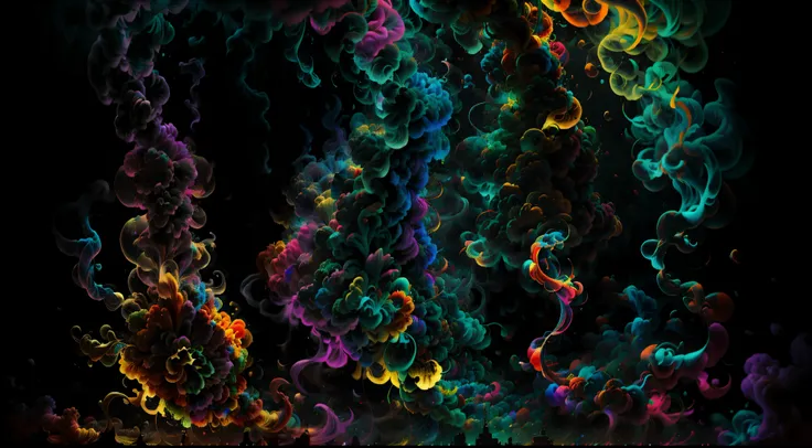 Obra de Arte abstracto. Un primer plano de un humo colorido se vierte sobre un fondo, humo de color fluido, humo colorido, Humo multicolor, humo coloreado, humo de colores brillantes, acid-colored smoke, Humo de color, humo de arco iris, Background of psyc...