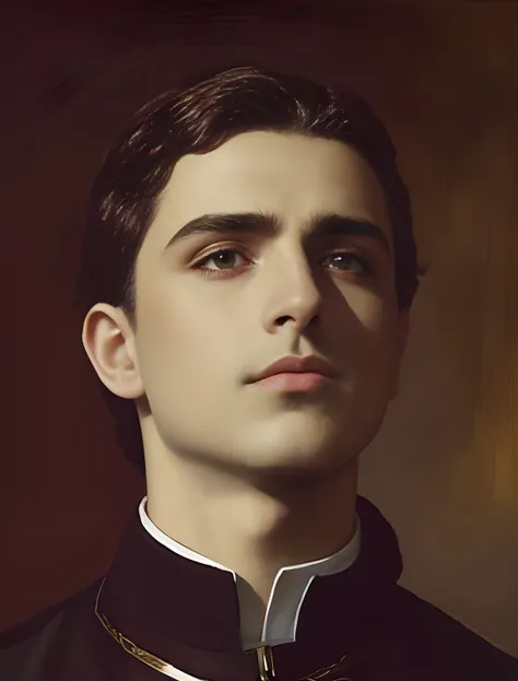 pintura de um homem com uniforme militar olhando para o lado, Retrato de Timothee Chalamet, vittorio matteo corcos, Edward, Alberto Lynch, inspirado em Alexandre Cabanel, pintura mate digital, bonito impressionante realista, pintura digital renascentista, ...