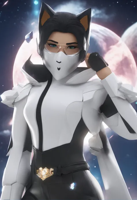 roblox avatar, lunar themed attire, super glitched, chrome outfit, profile picture 1024px, roblox screenshot, roblox, white skin, smooth white tight clothes suit, cat boy, subtle glitches, clear outfit design, an aesthetic