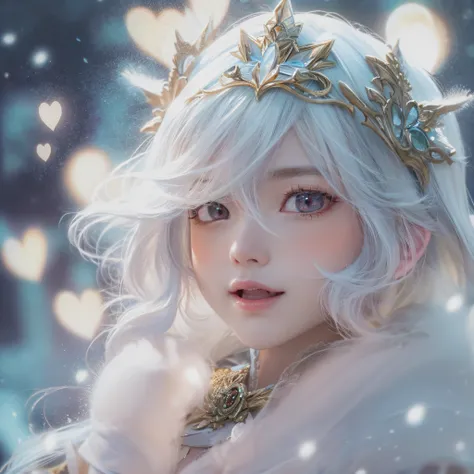 snow mountains、snow mountains、snow mountains、Snow Fairy、Snow Fairy、Close-up of laughing face、Designer、super model、makeup、Glossy lips、Shining eyes、Snow Fairy、Snow Girl、Snow Costume、Cosplay、(realisitic、hight resolution)、(1 girl in)、Snow Girl、Do-Up Eye、Korean...