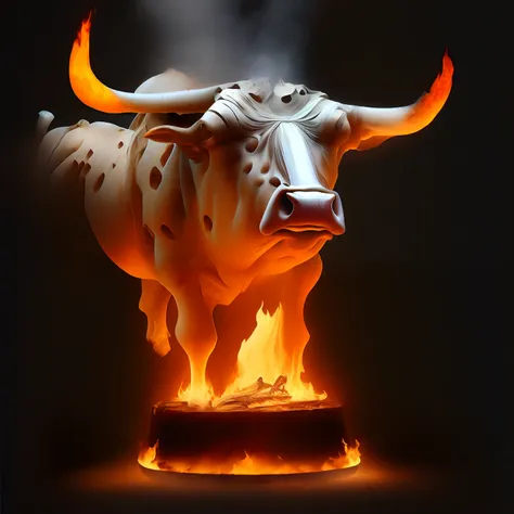 Statue of a cow　Roasted on fire from below