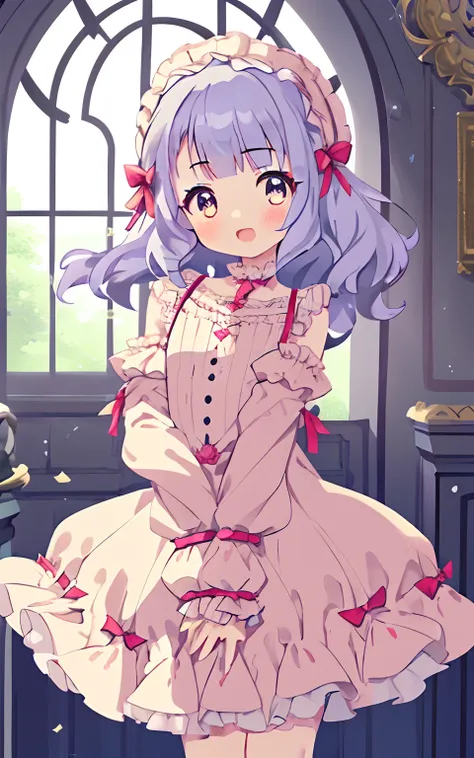 1girl, frilly dress, (sleeves past wrists, sleeves past fingers), moesode, hurray