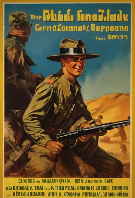 cartaz de propaganda, Soldado americano, apontando, retro, segurando fuzil m1, army