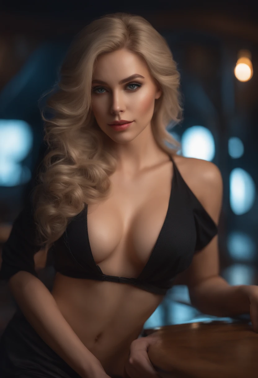 4K, highly detailed, sharp focus, skinny, white skin, blonde hair, professional, photorealistic, max detail, real life, photography, 8k, upper body, shiny hair, glowing eyes, lustrous skin, realistic, huge breasts, perfect female figure, looking at viewer,...