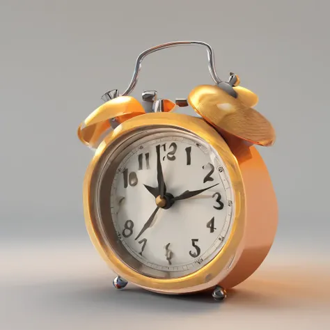 super cute IP create an old alarm clock, digital, bem bonito, marcando 25 minutos encima de um criado mudo desbotado, fundo desfocado, Bom brilho, 3D rendering of,best quality