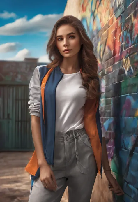 (Best Quality), Masterpiece, Highly detailed CG uniform 8K illustration, High Color, Very high saturation, All the colors have darkened., paints, Graffiti art, Center composition, Very delicate light and shadow, Graffiti Wall, The walls were brightly paint...