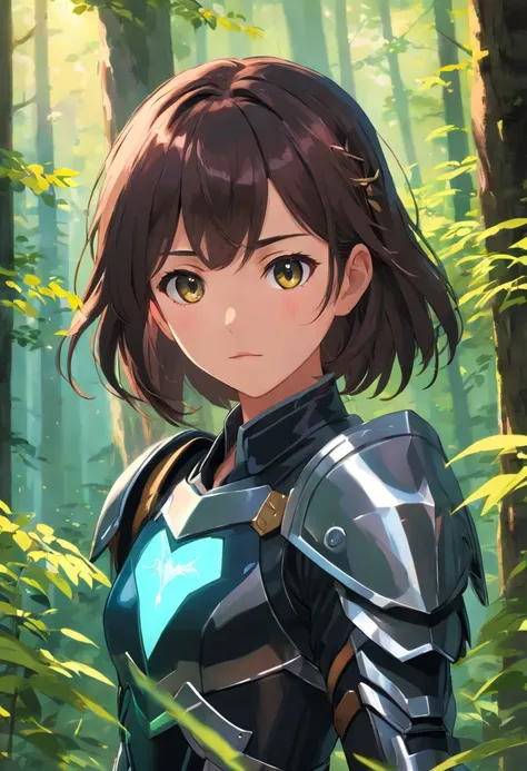 a sserafimsakura, perfect eyes, (ultra realistic:1.5), (standing in forest:1.2), (close-up photo:1.5), (black paladin armor:1.2), (intricate:1.2), (looking at camera:1.2), (best quality:1.2),