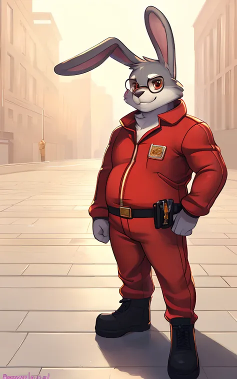 [Peppy Hare], [starfox], [Uploaded to e621.net; (mayosplash), (Pixelsketcher)], ((masterpiece)), ((solo portrait)), ((full body)), ((furry; anthro rabbit)), ((detailed fur)), ((detailed shading)), ((beautiful render art)), ((cel shading)), {male anthro rab...