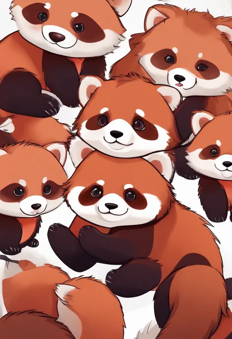 Red panda，Emoticon pack，Q version anime，adolable，