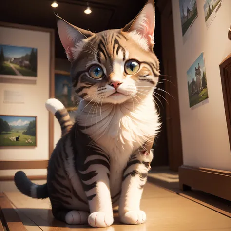 Located in a museum「Cute cat painting」