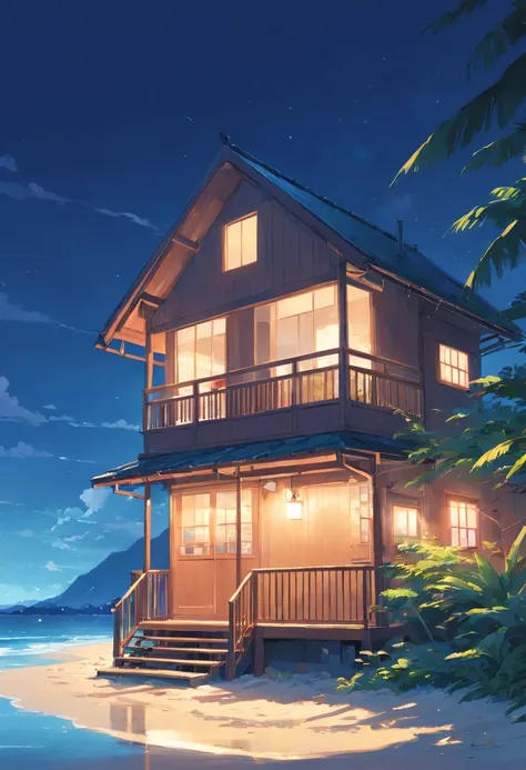 best qualtiy，beachside，small houses，the night