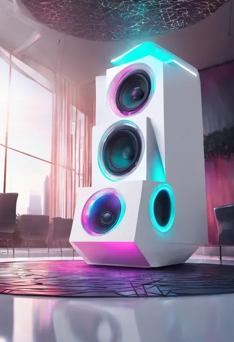 (best quality,highres:1.2),ultra-detailed,realistic,landscape,2giant speakers,background details,vivid colors,professional lighting