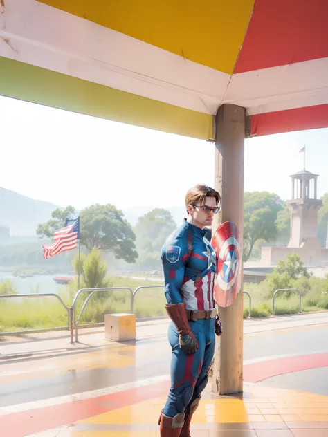 Background change and ware captain America suit