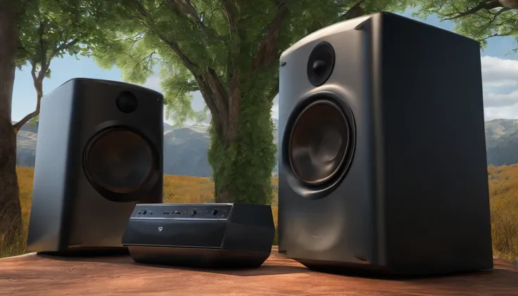 Ultra realistic scenery, two giant speakers, and a bit of background