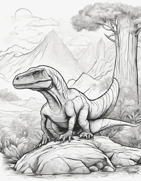 a close up of a cartoon dinosaur sitting on a log, trex dinosaur, tyrannosaurus, jurassic image, dinosaur, by Justin Gerard, alosaurus, tyrannosaurus rex, inspired by Adam Rex, high quality colored sketch, procreate illustration, digitally colored, by Adam...