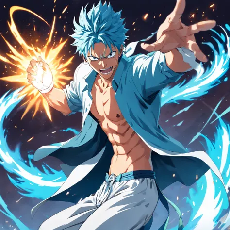 ((Grimmjow jaegerjaquez bleach)) dynamic pose, Pose de batalha, master part, 4k resolution