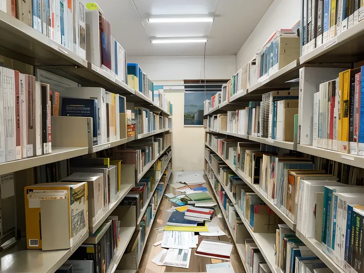 insert several books scattered on the floor, Coloridos, Estilo realista, sem pessoas, books from the shelves scattered on the floor