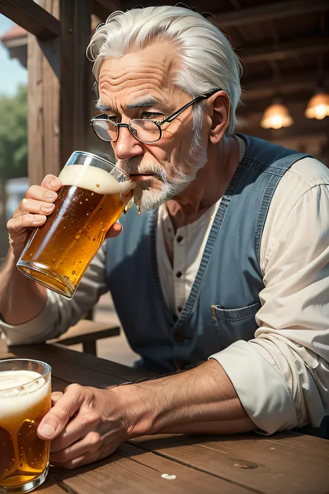 old man drinking beer